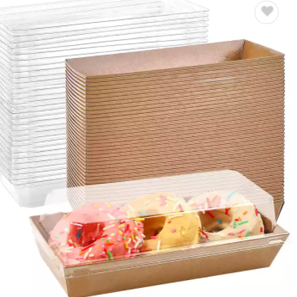 Disposable takeaway biodegradable custom printed fast food paper packaging box with window / 3