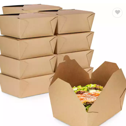 High Quality Recycled Paper Food Container 900ml 1000ml Takeaway Easy Green Salad Box with Lids / 3
