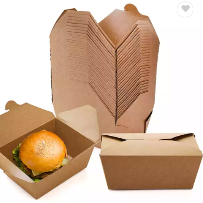 Compostable Eco Friendly Takeaway Box Multiple Sizes Leak Proof Takeaway Salad Box Food Grade Paper  / 3