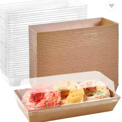 Disposable takeaway biodegradable custom printed fast food paper packaging box with window / 3