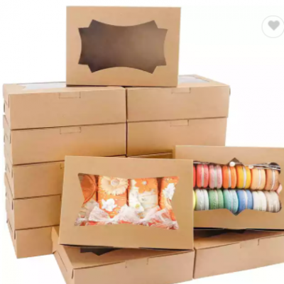 Disposable Kraft Paper Fast Food Box Printed Paper Box Takeaway Food Packaging with Window
