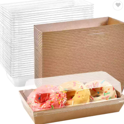 Custom printed kraft paper food packaging take away lunch box salad box with window / 3