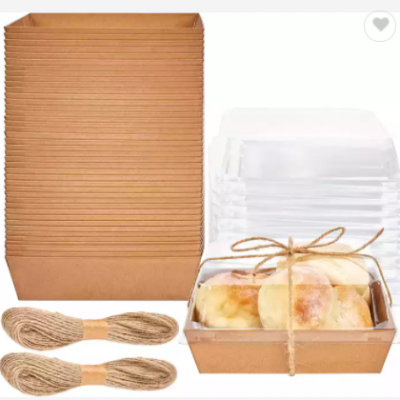 Custom printed kraft paper food packaging take away lunch box salad box with window