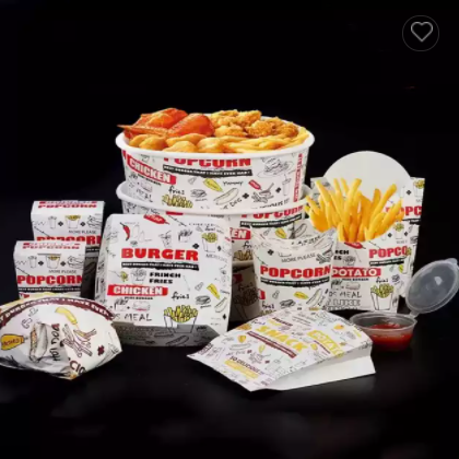 Eco Friendly Paper Packaging Take Away Food Paper Box Fried Chicken French Fries Cartoon Paper Conta / 2
