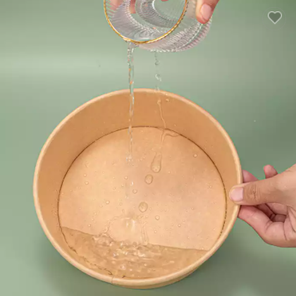 Disposable Food Container Waterproof And Grease Proof Brown Kraft Paper Soup Bowl With Paper Lid / 2