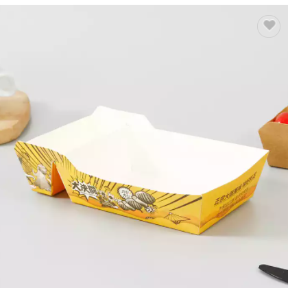 Paper Food Boxes Thickened Kraft Paper Grease Proofing Ship Boxes Disposable Fast Food Takeaway Boxe / 2