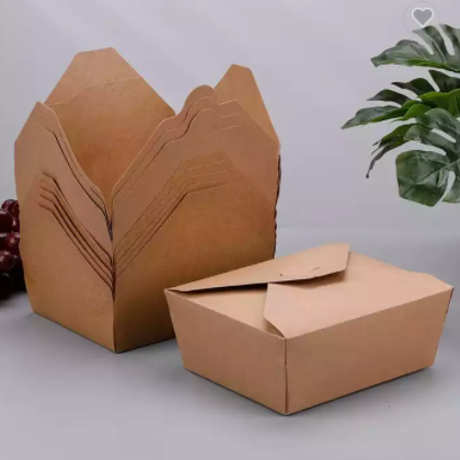 Cheap Customized Disposable Lunch Kraft Paper Food Packaging Lunch Container Hot Sale Paper Box Lunc / 2