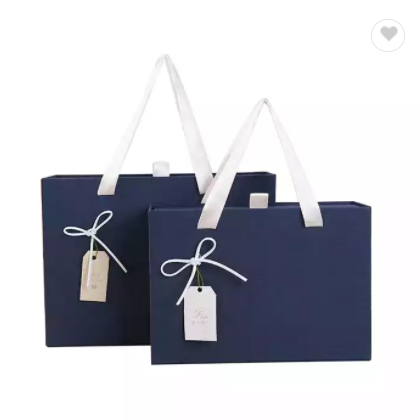 Custom Matte Magnetic Closure Paper Gift Box For Garments Ribbon Handle Rectangular Folding Clothing / 2