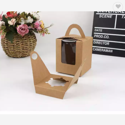Multi-Kraft Paper Window Clear with Hole Muffin Cup Cake Cupcake Packaging Box Wholesale Custom Tran / 3