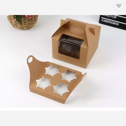 Multi-Kraft Paper Window Clear with Hole Muffin Cup Cake Cupcake Packaging Box Wholesale Custom Tran / 2