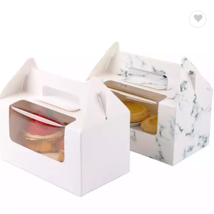 paper gift box with clear PVC window paper box with bracket for ice-cream dessert cookies candy brea / 3