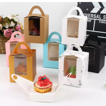 paper gift box with clear PVC window paper box with bracket for ice-cream dessert cookies candy brea / 2