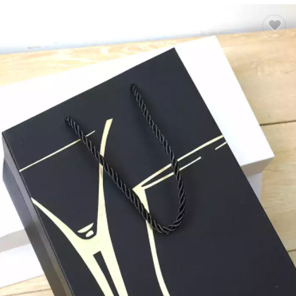 Wine packaging paper bag for one bottle two bottles customized logo brand name black card paper bags / 1
