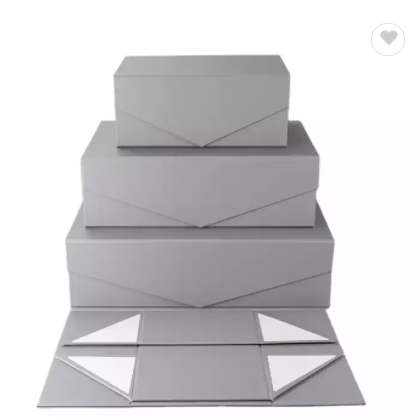 Luxury silver glossy Cardboard Magnetic Folding Boxes Custom Logo Gift Packaging Boxes for pemium Ha / 1