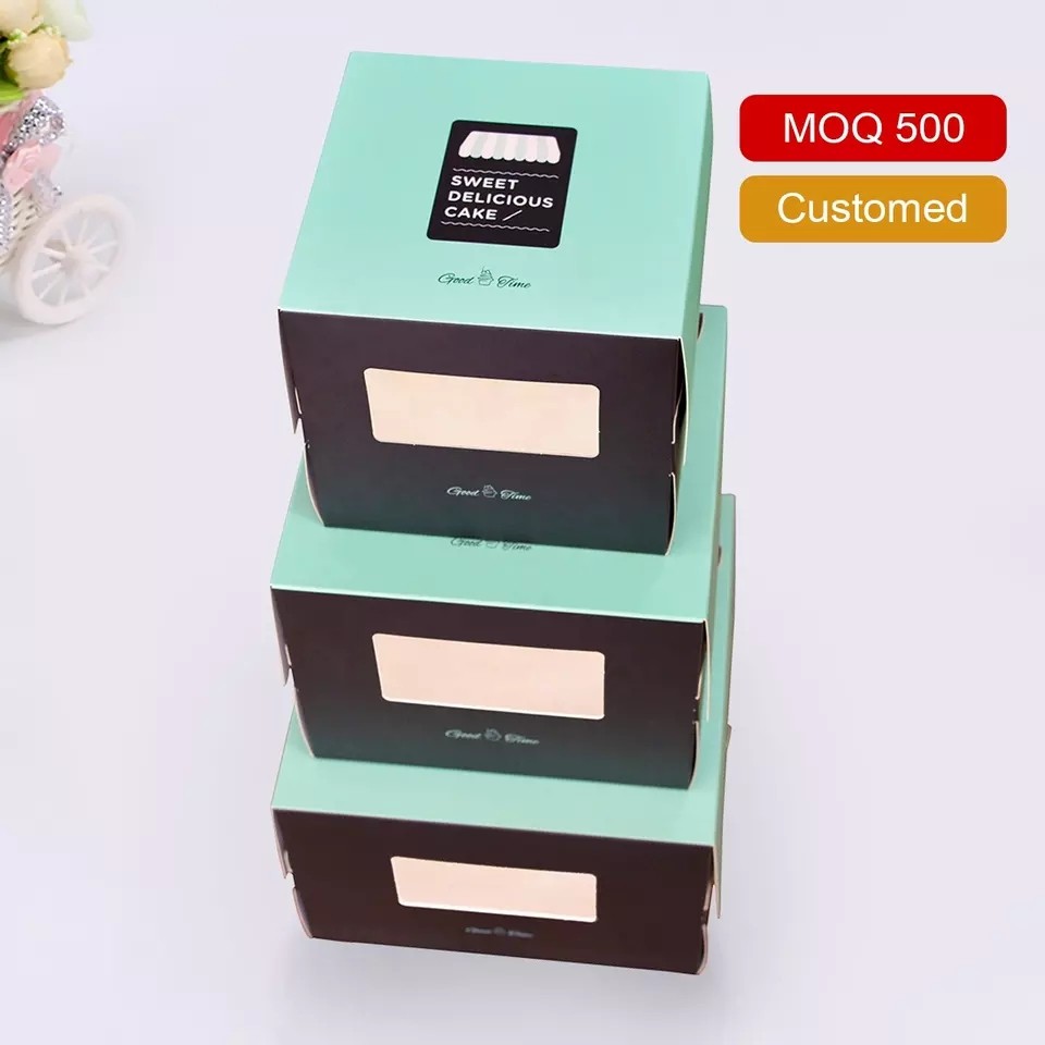 China factory cheap customized printed birthday big folding cake box with handle cake pop box with w / 2