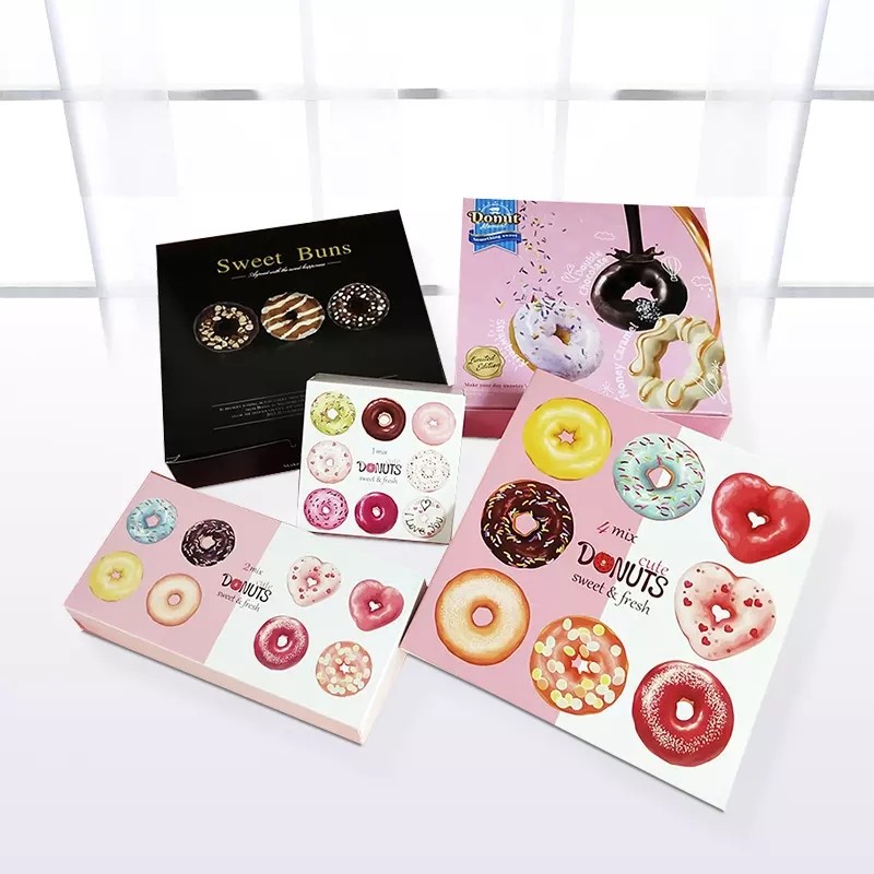 Factory ODM customized donut box paper donut packaging box donut box packaging with clear window and / 3