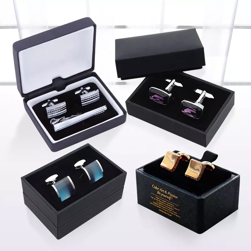 OEM custom wholesale luxury box cufflinks packaging box cufflink gift box with logo / 3