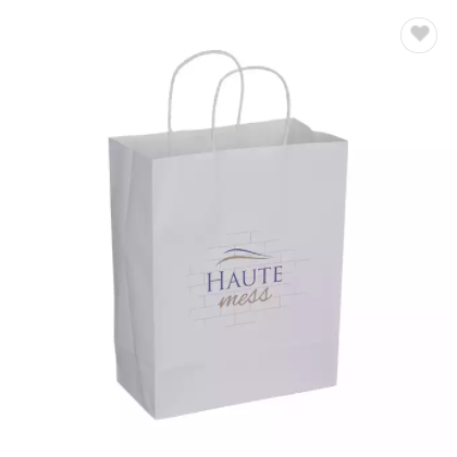 Custom printed washable white kraft paper bag paper packaging bags with square bottom / 1