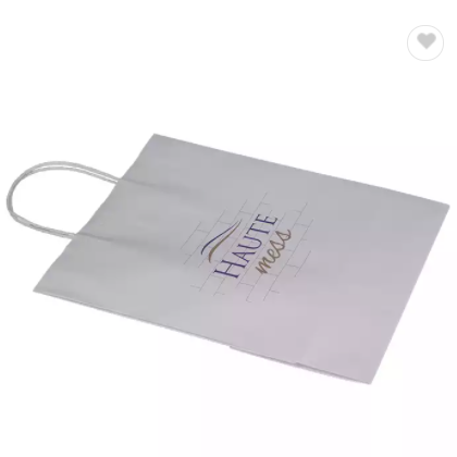 Custom printed washable white kraft paper bag paper packaging bags with square bottom / 3