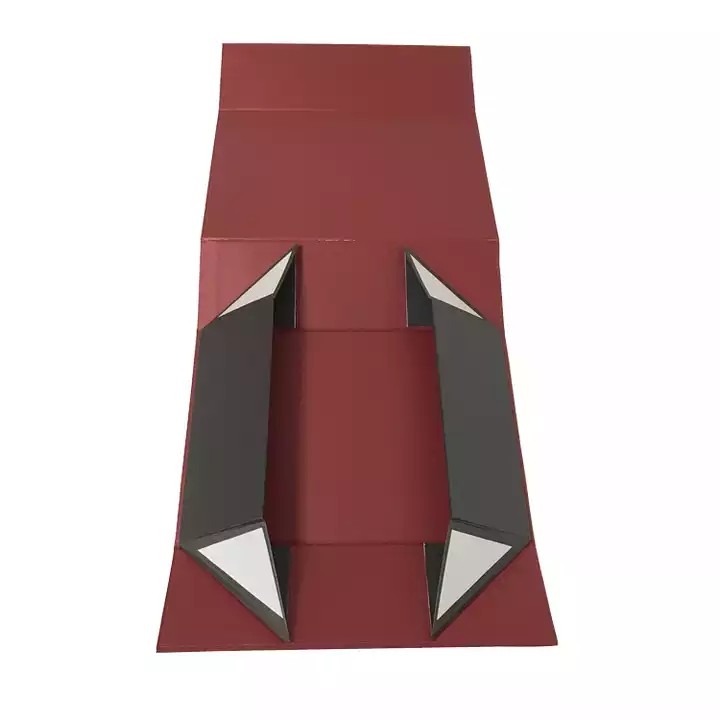 Manufacturer wholesale luxury custom paper foldable red magnetic gift box / 3