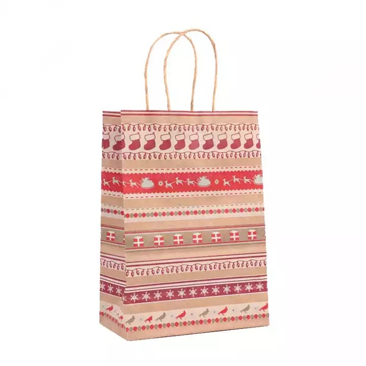Wholesale Merry Christmas Paper Gift Bags Custom Logo Printed Shopping Paper Bags Manufacturers / 2