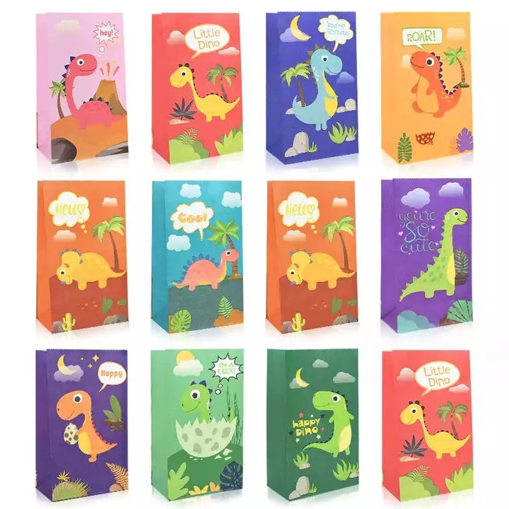 Cartoon Dinosaur Gift Bags Candy Child Cute Dino Candy Bags For Boy Kids Jurassic Birthday Party Dec / 3