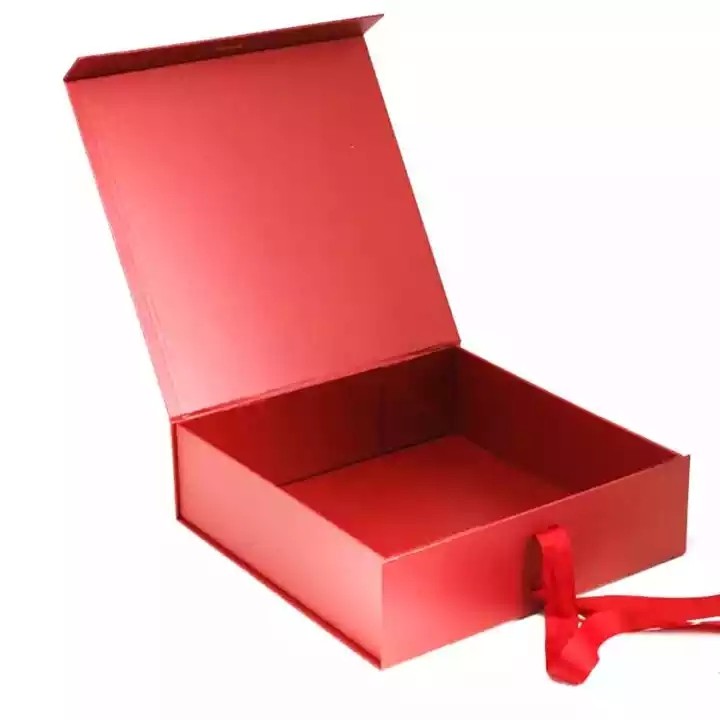 Custom printing unique santa merry christmas eve decoration magnetic gift packing boxes with ribbon / 2