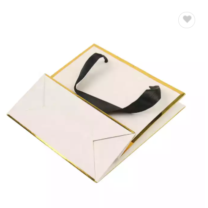 luxury custom logo gold stamping printed white gift paper shopping bags with logos / 2