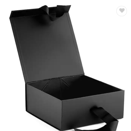 Custom Logo Luxury Black Folding Rigid Cardboard Paper Packaging Magnetic Closure Ribbon Gift Box / 1