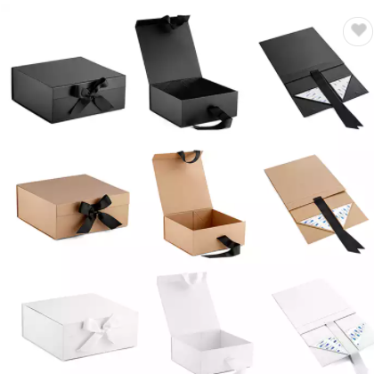 Custom Logo Luxury Kraft Folding Rigid Cardboard Paper Packaging Magnetic Closure Ribbon Gift Box / 2