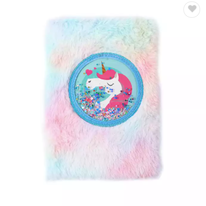 Wholesale Pink Colorful Fur Plush Cover Kawii Furry Dairy Student Notebook For Girls Kids / 2