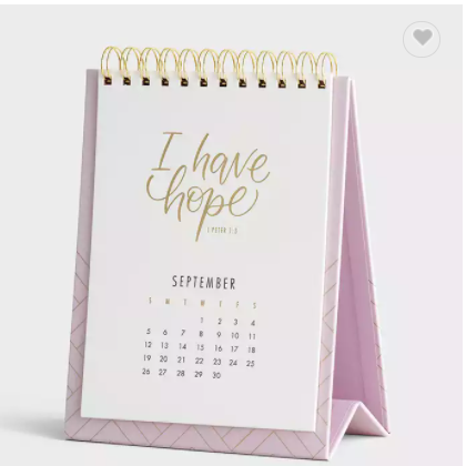 Custom Logo Printed 2023 2024 Spiral Wire Monthly Stand Flip Table Desk Desktop Calendar / 3