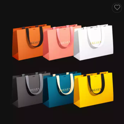 MOQ 100 Standard Sizes Custom Logo Stock Art Paper Gift Bag for Small Business Packaging Shipping / 1