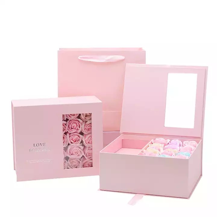 Mother's day Gift Boxes PVC Window Package Mom Floral Soap Flower Gift Box Wedding Souvenir Box / 2