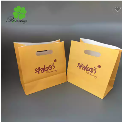Food grade custom printing brown kraft paper bag with front window for bread packaging / 2