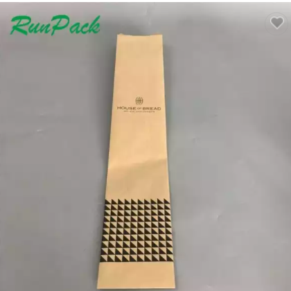 factory supply square bottom food packaging use biodegradable branded brown kraft bread paper packag / 3