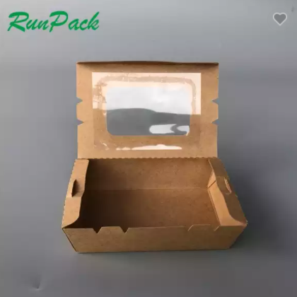 Takeaway kraft paper food packing box bowls with windows / 3