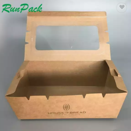 Takeaway kraft paper food packing box bowls with windows / 2