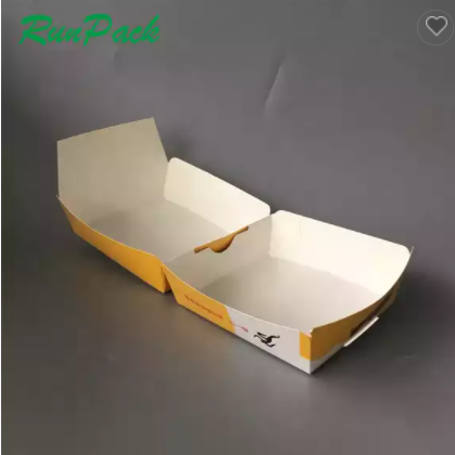 fast food shop use double kraft paper logo printed packing burger paper box packaging / 3