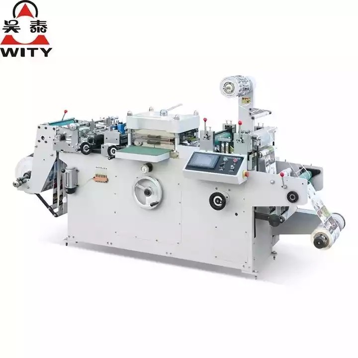Adhesive Label Logo Sticker Die cutting Machine Punching Hot-stamping Laminating function / 1