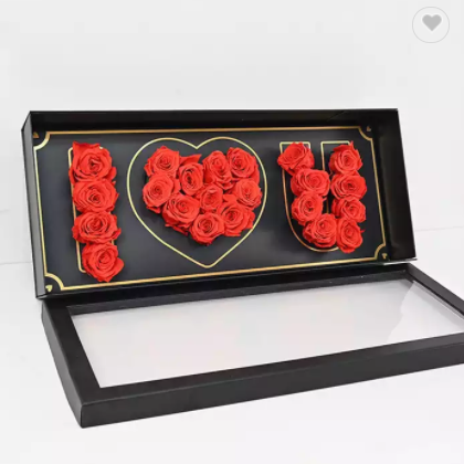custom matt folding velvet eternal flower gift box with luxury flower valentine gift box rose packin / 2