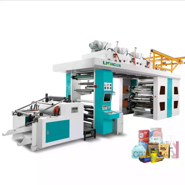 6 color HDPE BOPP polyethylene bag central drum flexographic printing press / 1