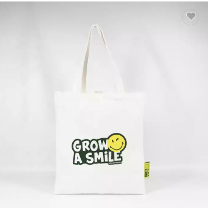 Natural recycled custom printing Canvas cotton school tote bag with handle / 1