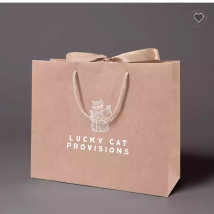 Embossing Logo Eco Friendly White Brown Kraft Paper Bags Packaging With Handle For Clothing / 3
