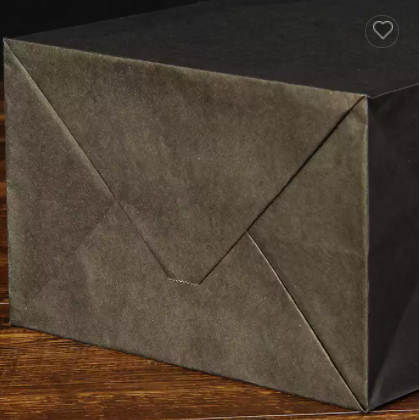 wholesale Cheap square bottom kraft paper shopping bag with flat handle black paper bags for food wi / 3