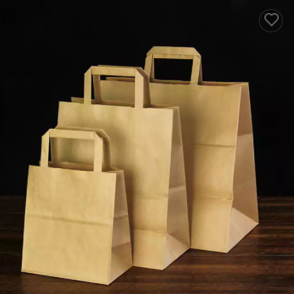 factory wholesale craft kraft paper brown shopping paper packaging bags for food with logo custom / 2