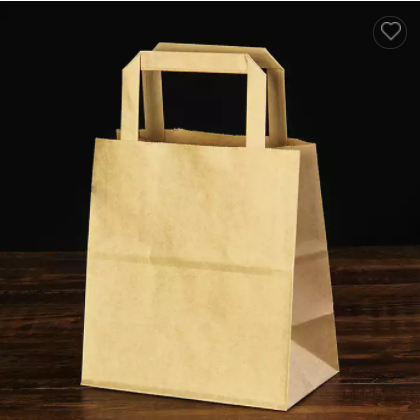 factory wholesale craft kraft paper brown shopping paper packaging bags for food with logo custom / 3