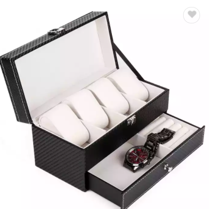 Wholesale Double Layer Black PU Jewelry Watch Storage Box / 2
