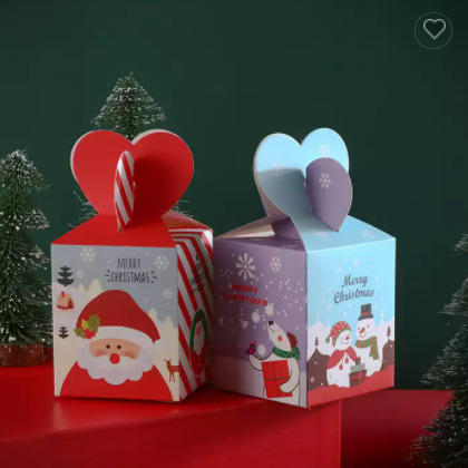 New Adorable Irregular Christmas Eve Apple Gift Box with Ribbon Handle / 2