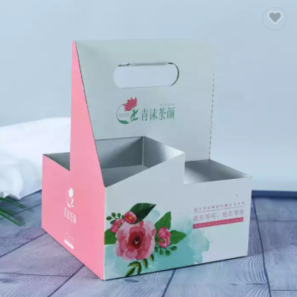 Custom Size Logo Disposable Printing Paper Cup Holder Tray for Coffee / 3